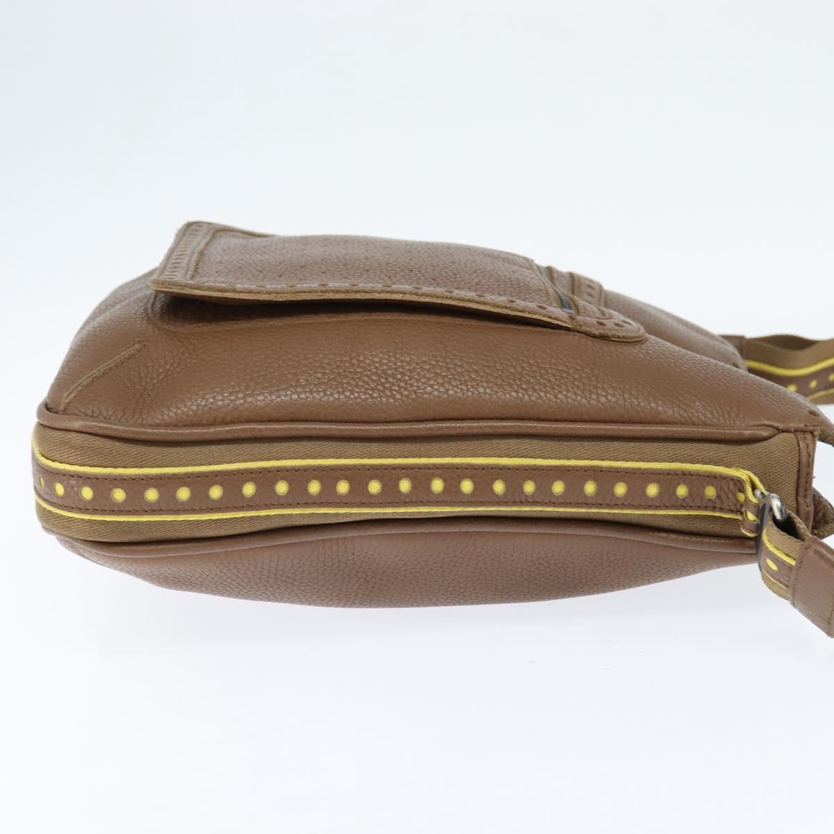BOTTEGA VENETA Shoulder Bag Punching leather Brown Gold Auth bs30220