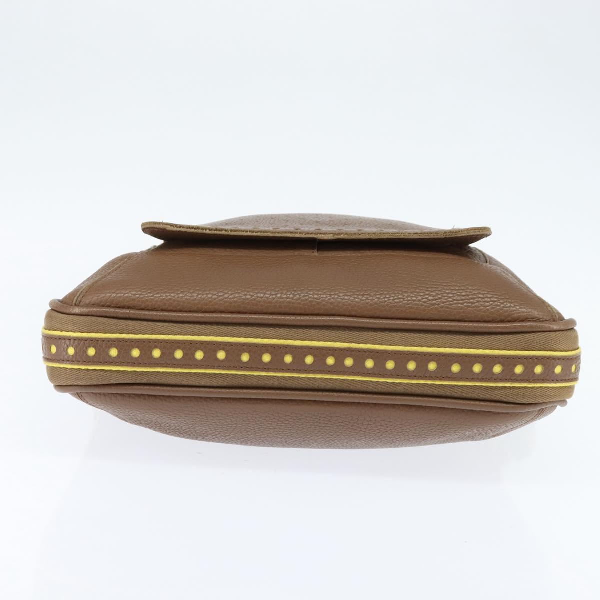 BOTTEGA VENETA Shoulder Bag Punching leather Brown Gold Auth bs30220