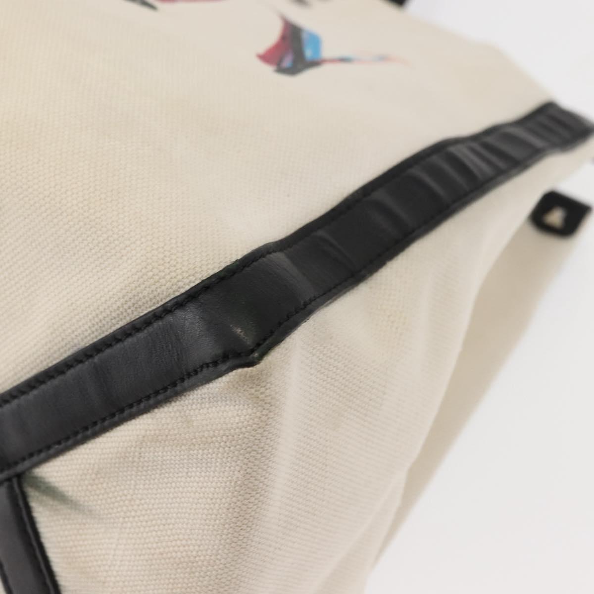 VALENTINO Studs Tote Bag Canvas White Silver Auth bs30222