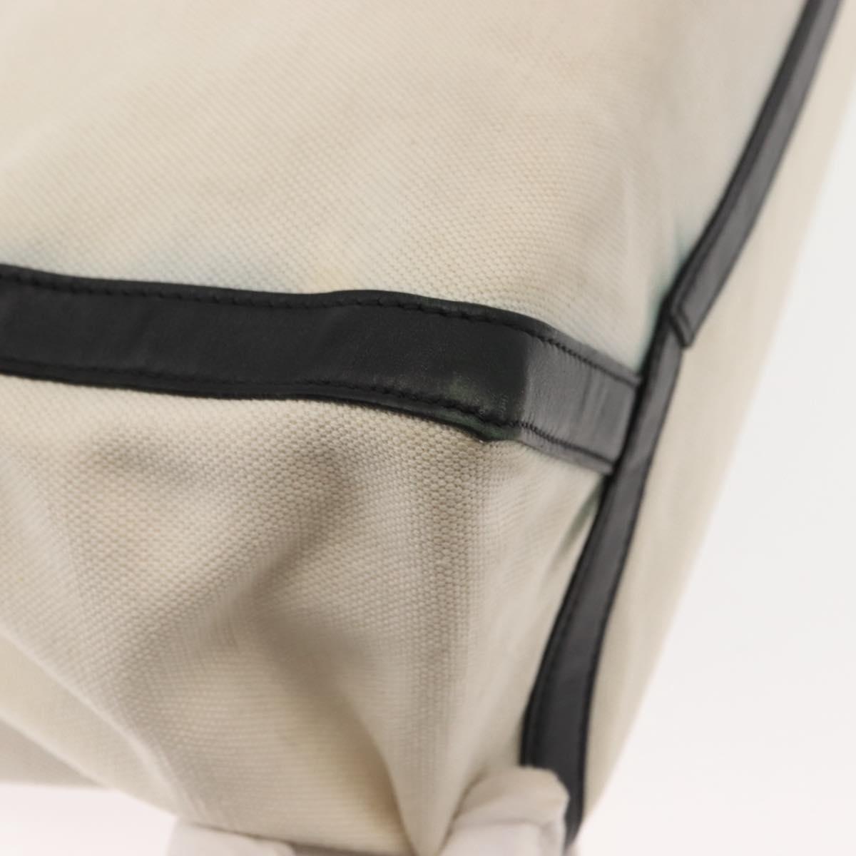 VALENTINO Studs Tote Bag Canvas White Silver Auth bs30222