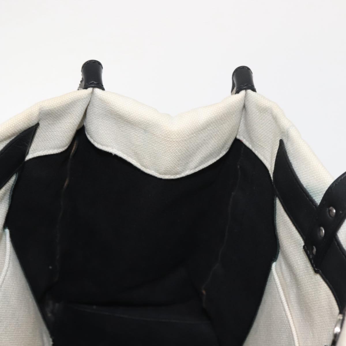 VALENTINO Studs Tote Bag Canvas White Silver Auth bs30222