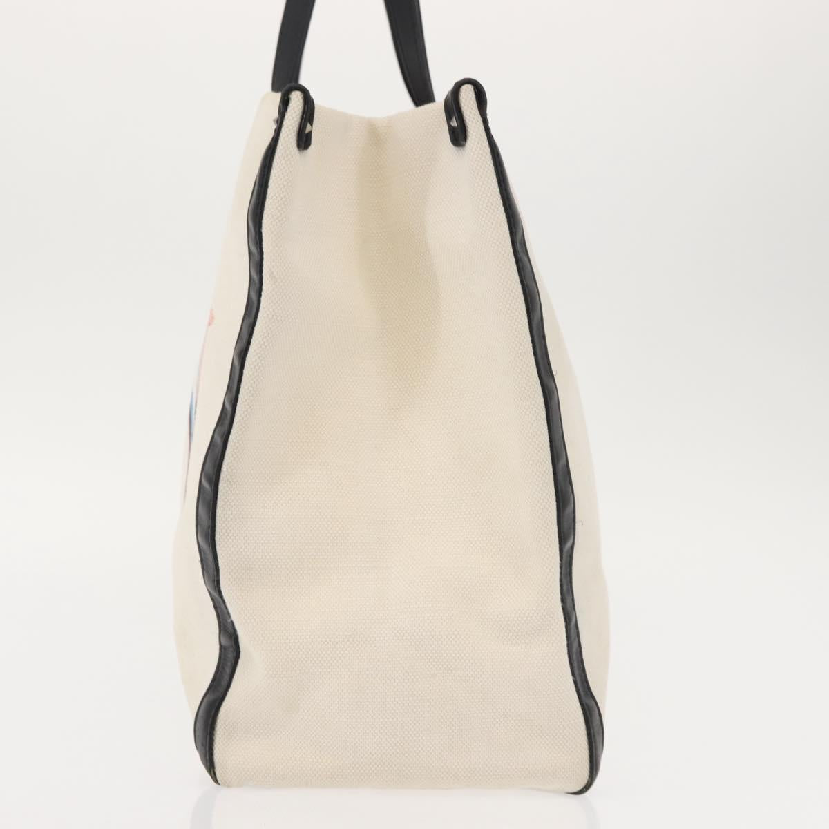VALENTINO Studs Tote Bag Canvas White Silver Auth bs30222
