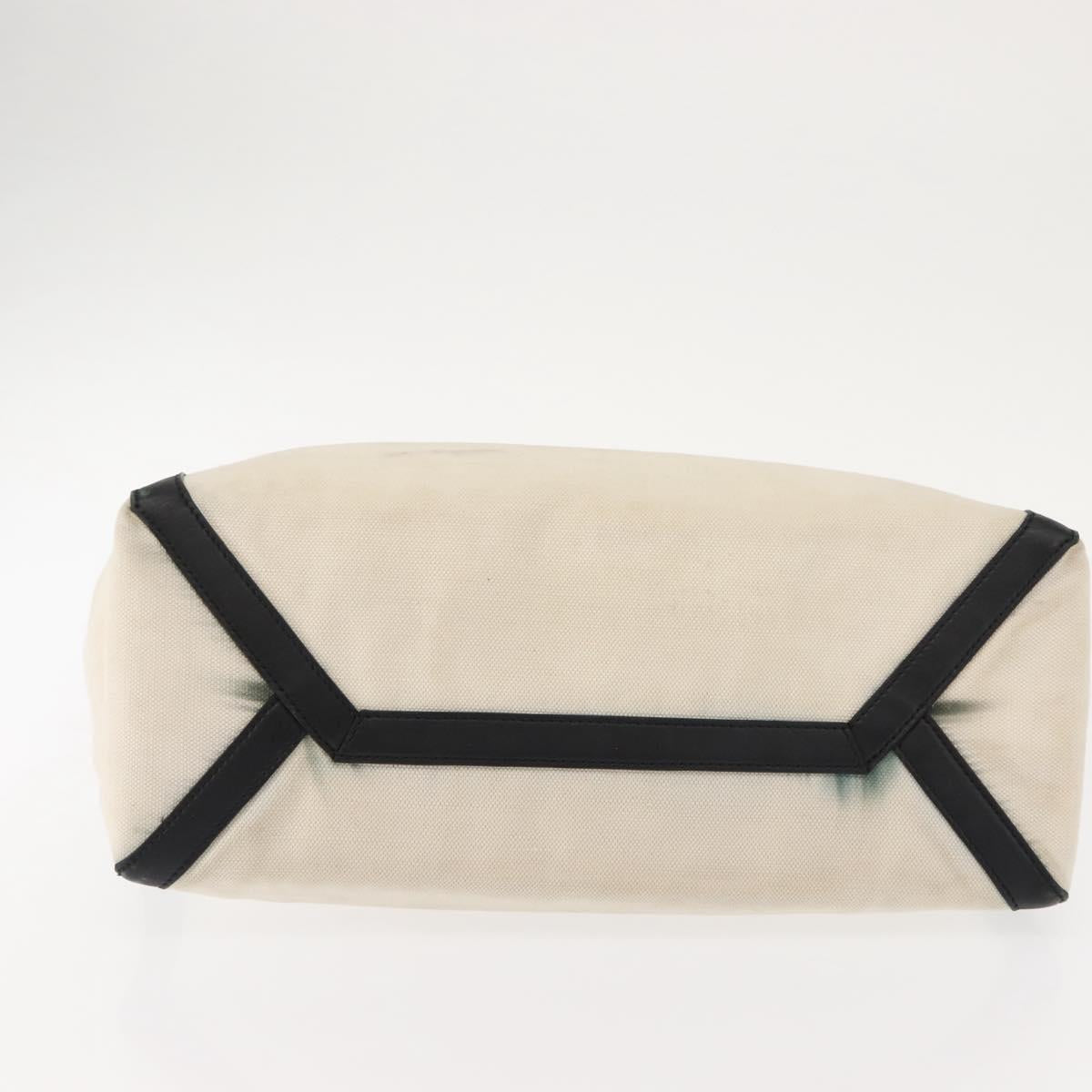 VALENTINO Studs Tote Bag Canvas White Silver Auth bs30222