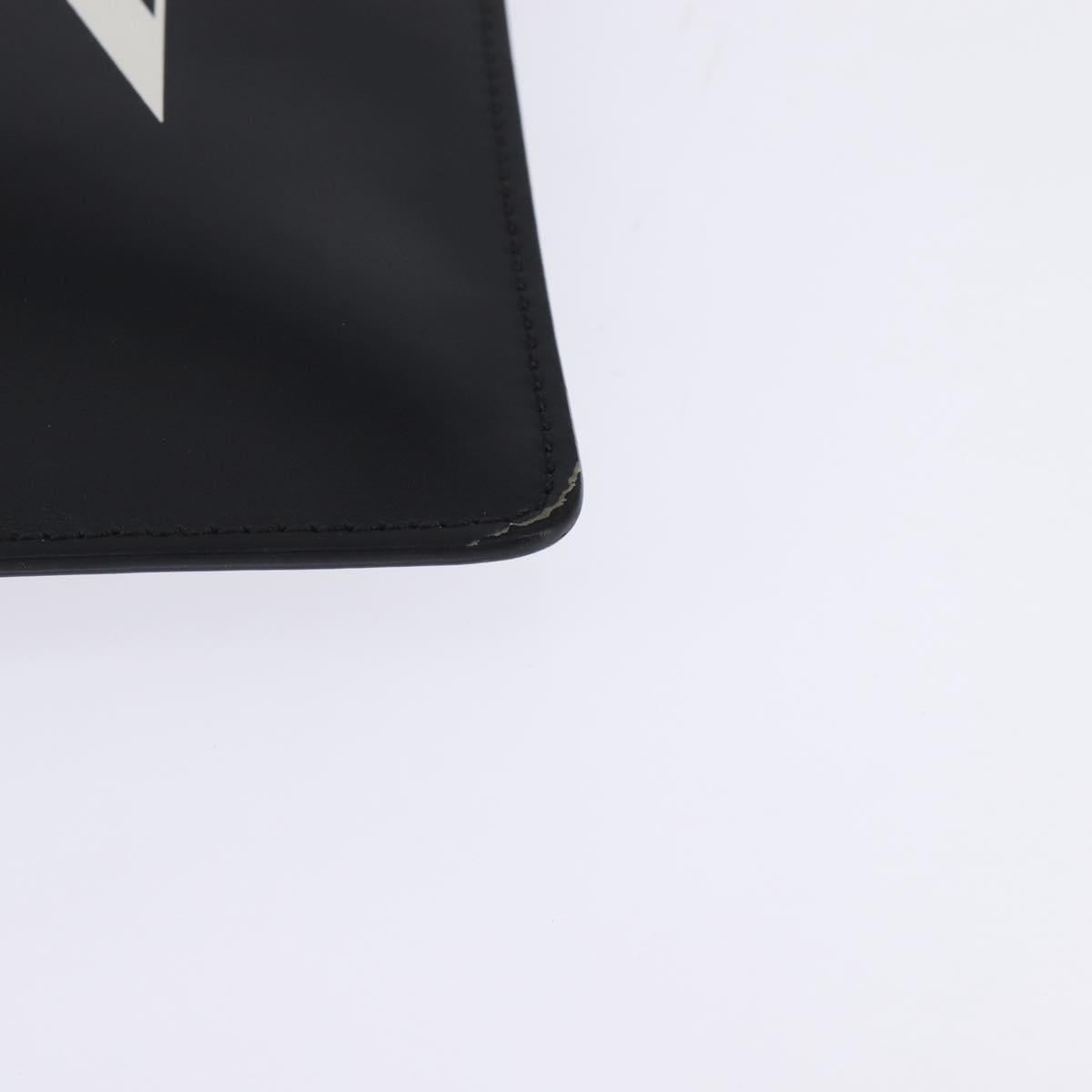 VALENTINO Clutch Bag Leather Black Silver Auth bs30223