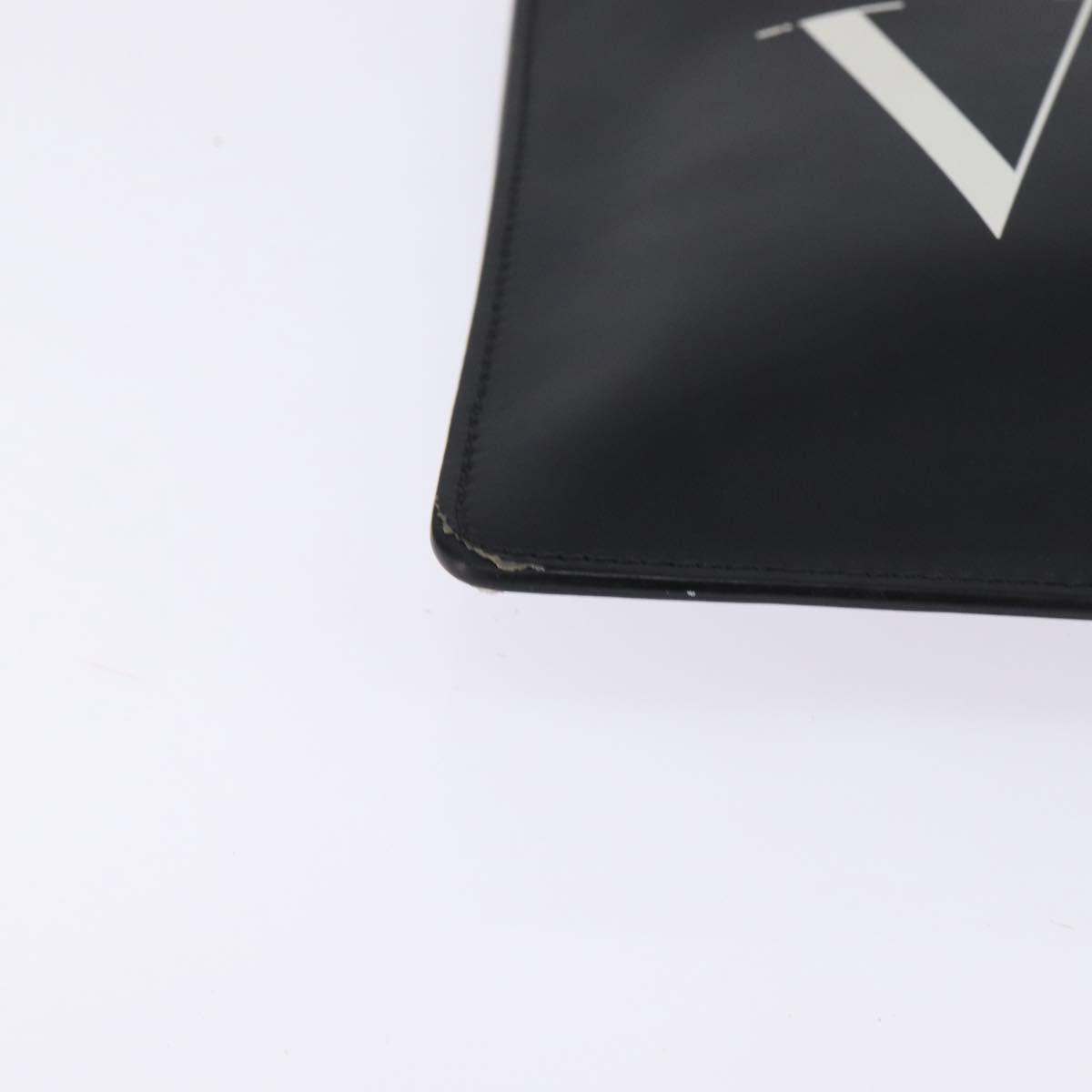 VALENTINO Clutch Bag Leather Black Silver Auth bs30223