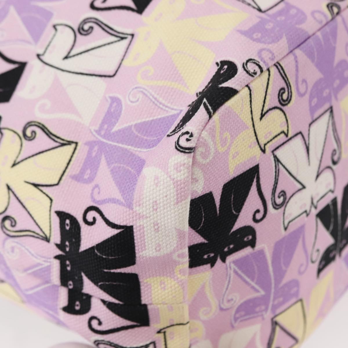 Miu Miu Madras Cat Drawstring Pouch Canvas Pink Silver Auth bs30224