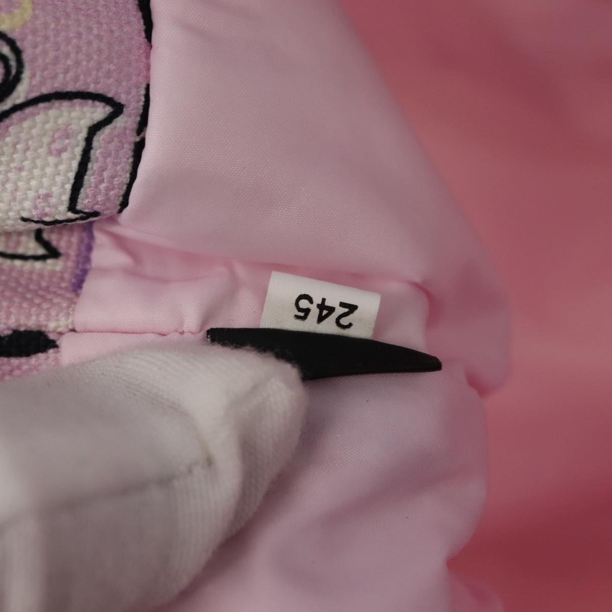 Miu Miu Madras Cat Drawstring Pouch Canvas Pink Silver Auth bs30224