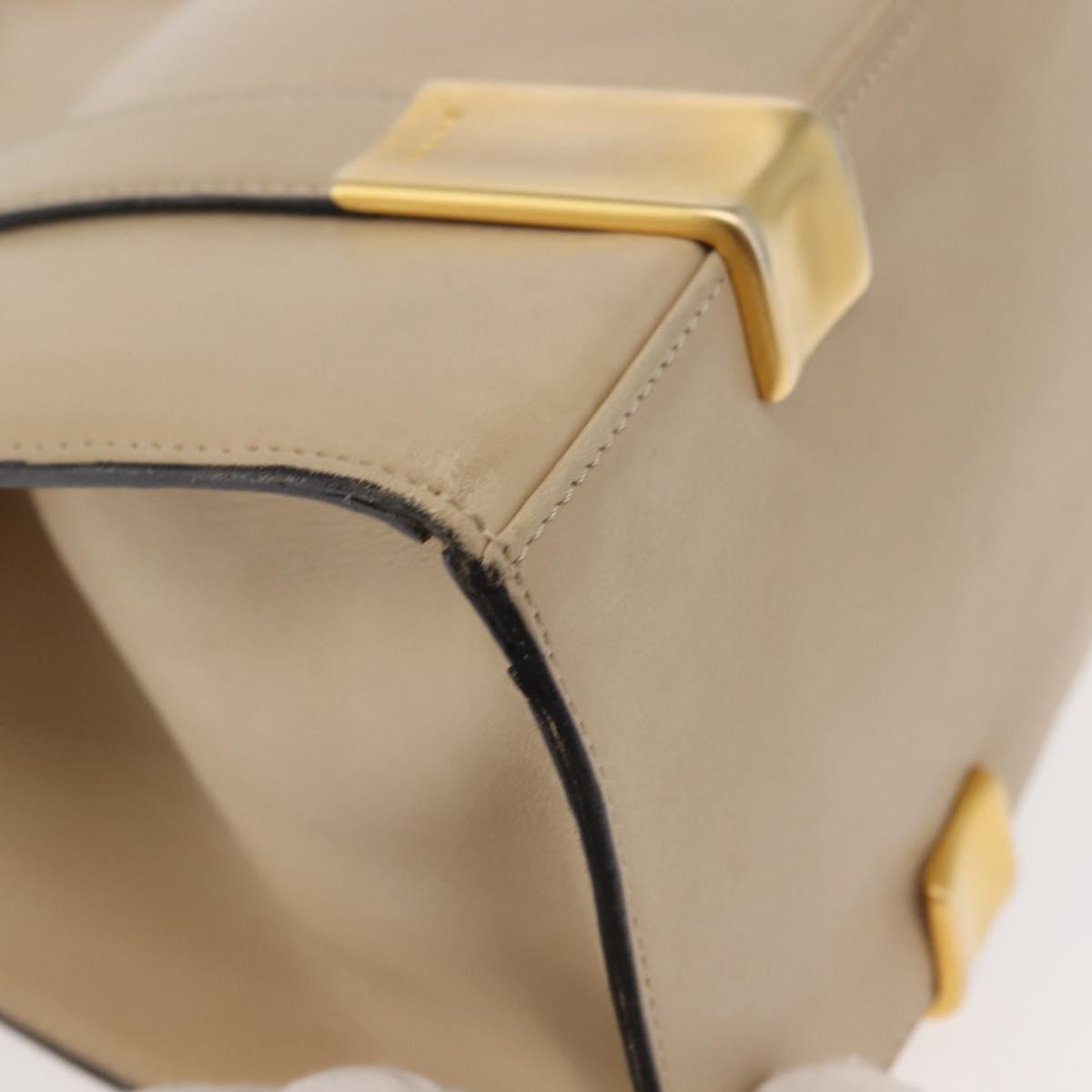 CELINE Shoulder Bag Leather Beige Gold Auth bs30225