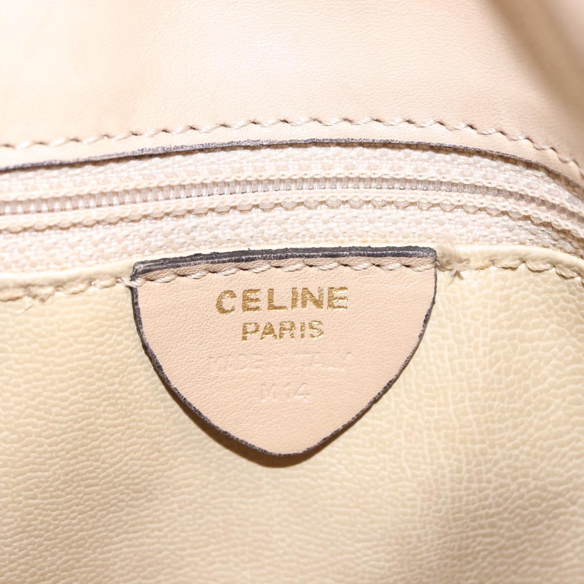 CELINE Shoulder Bag Leather Beige Gold Auth bs30225
