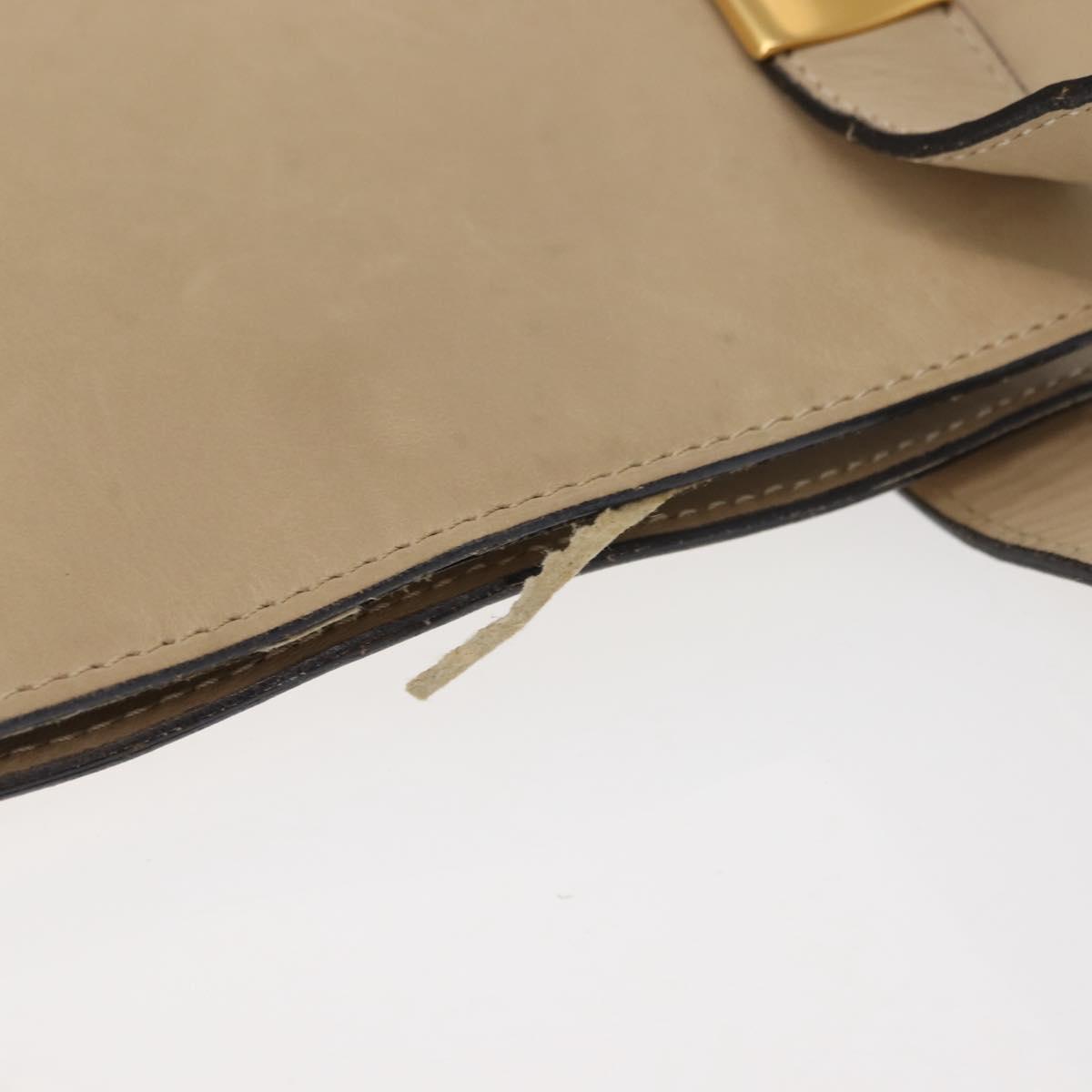 CELINE Shoulder Bag Leather Beige Gold Auth bs30225