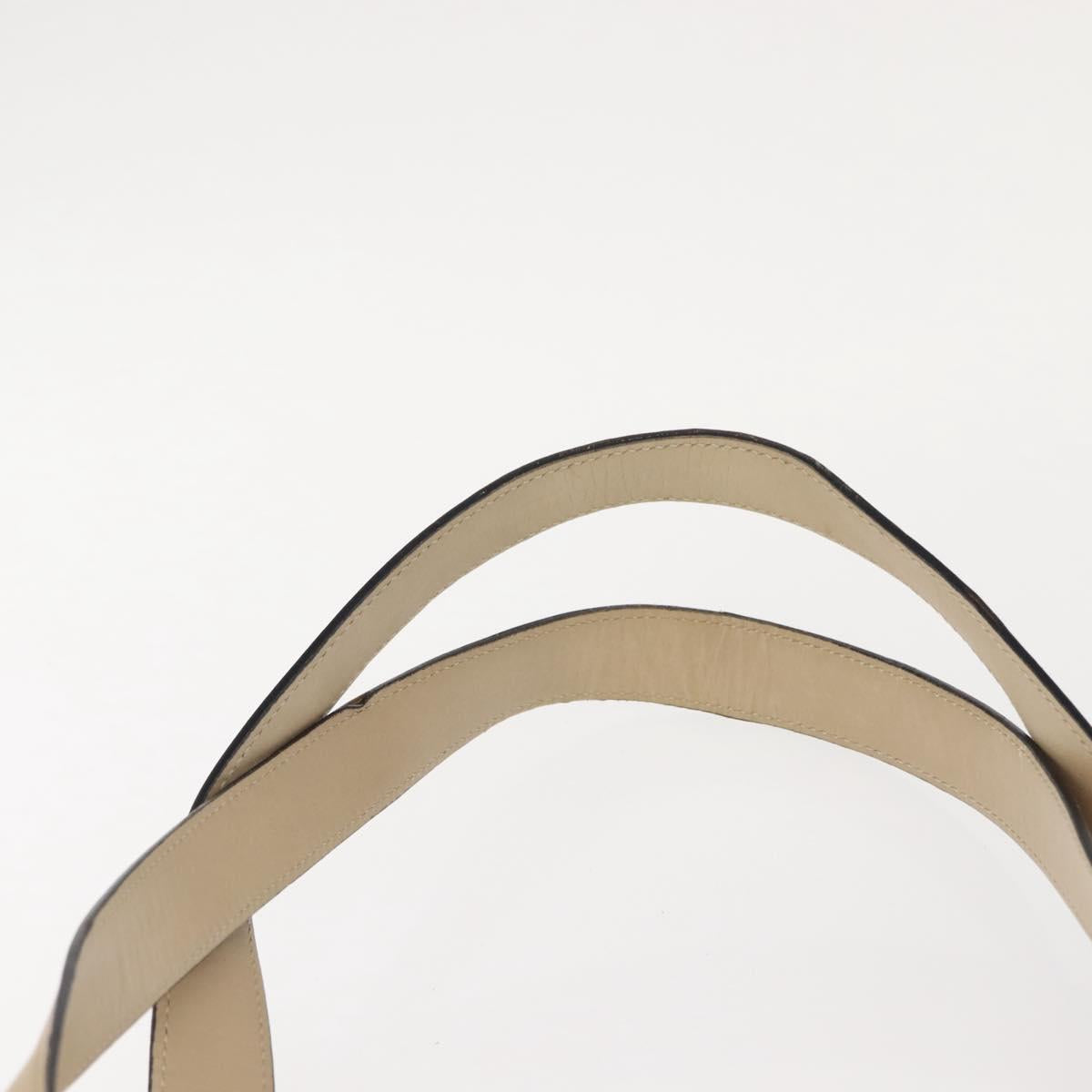 CELINE Shoulder Bag Leather Beige Gold Auth bs30225