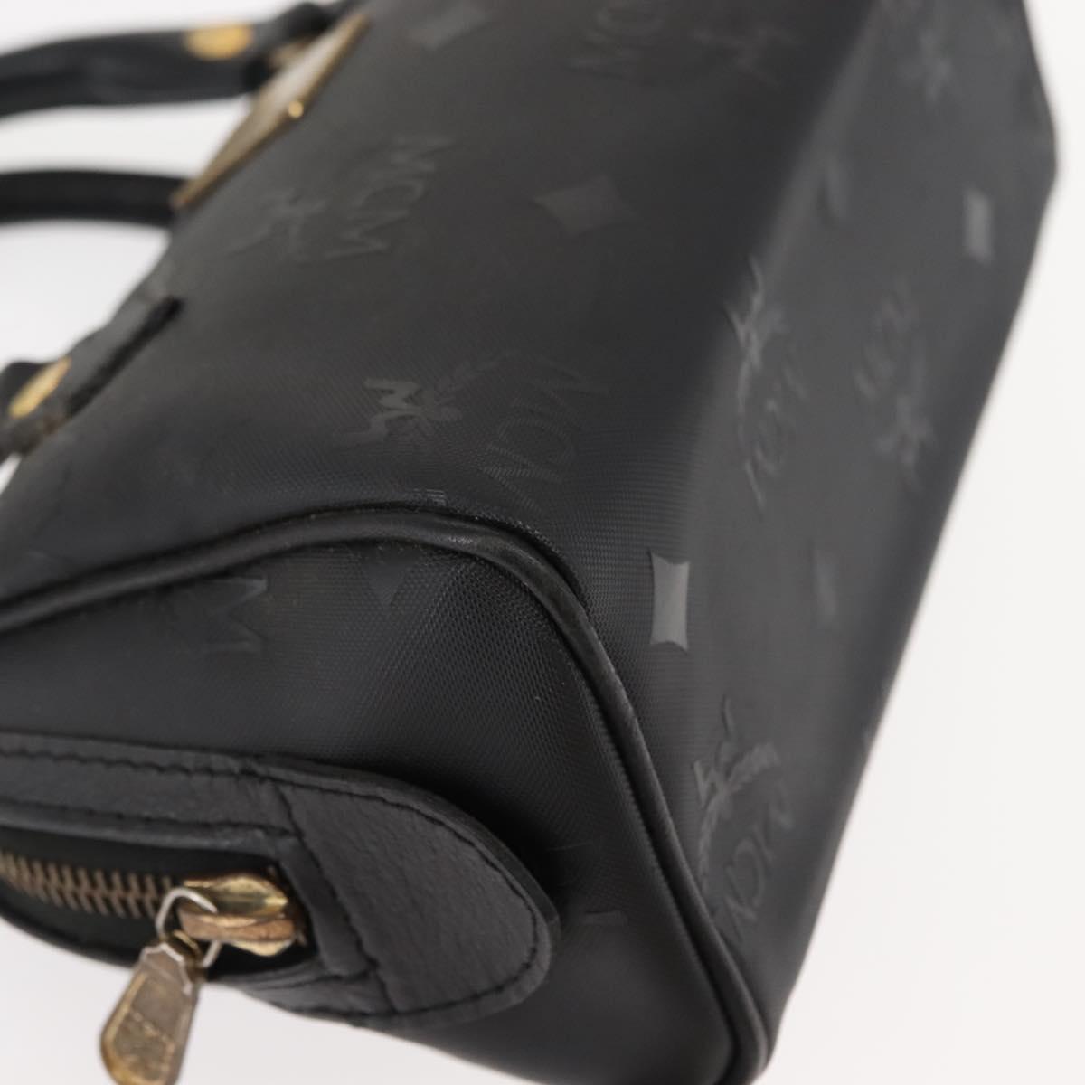 MCM Vicetos Logogram Mini Hand Bag PVC Leather Black Gold Auth bs30228