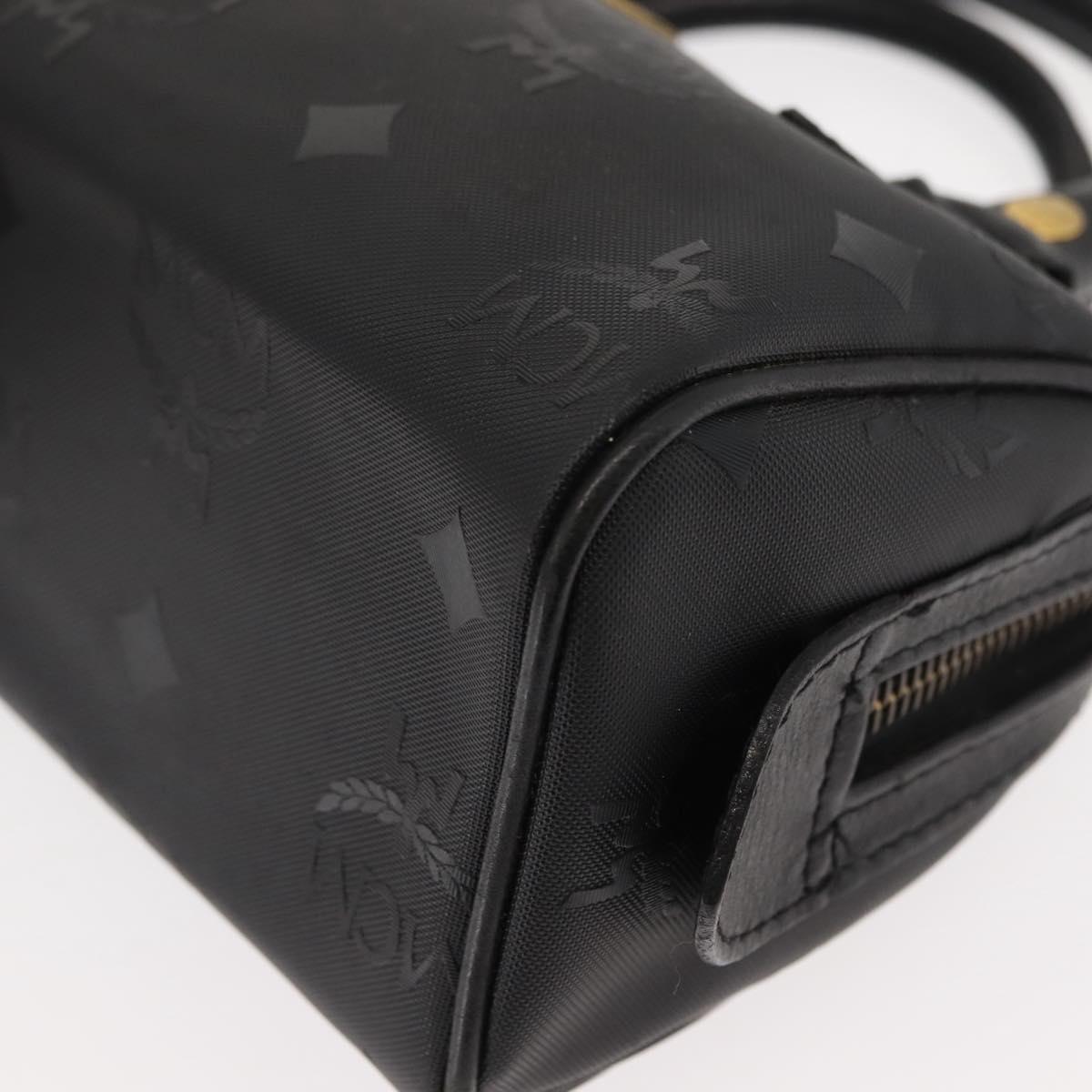 MCM Vicetos Logogram Mini Hand Bag PVC Leather Black Gold Auth bs30228