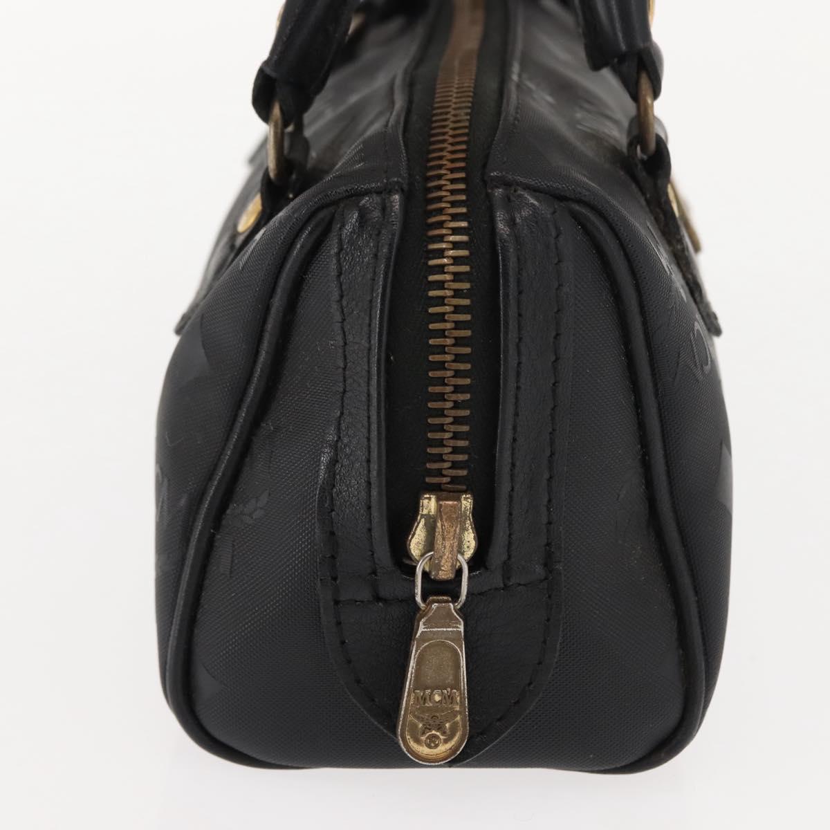 MCM Vicetos Logogram Mini Hand Bag PVC Leather Black Gold Auth bs30228