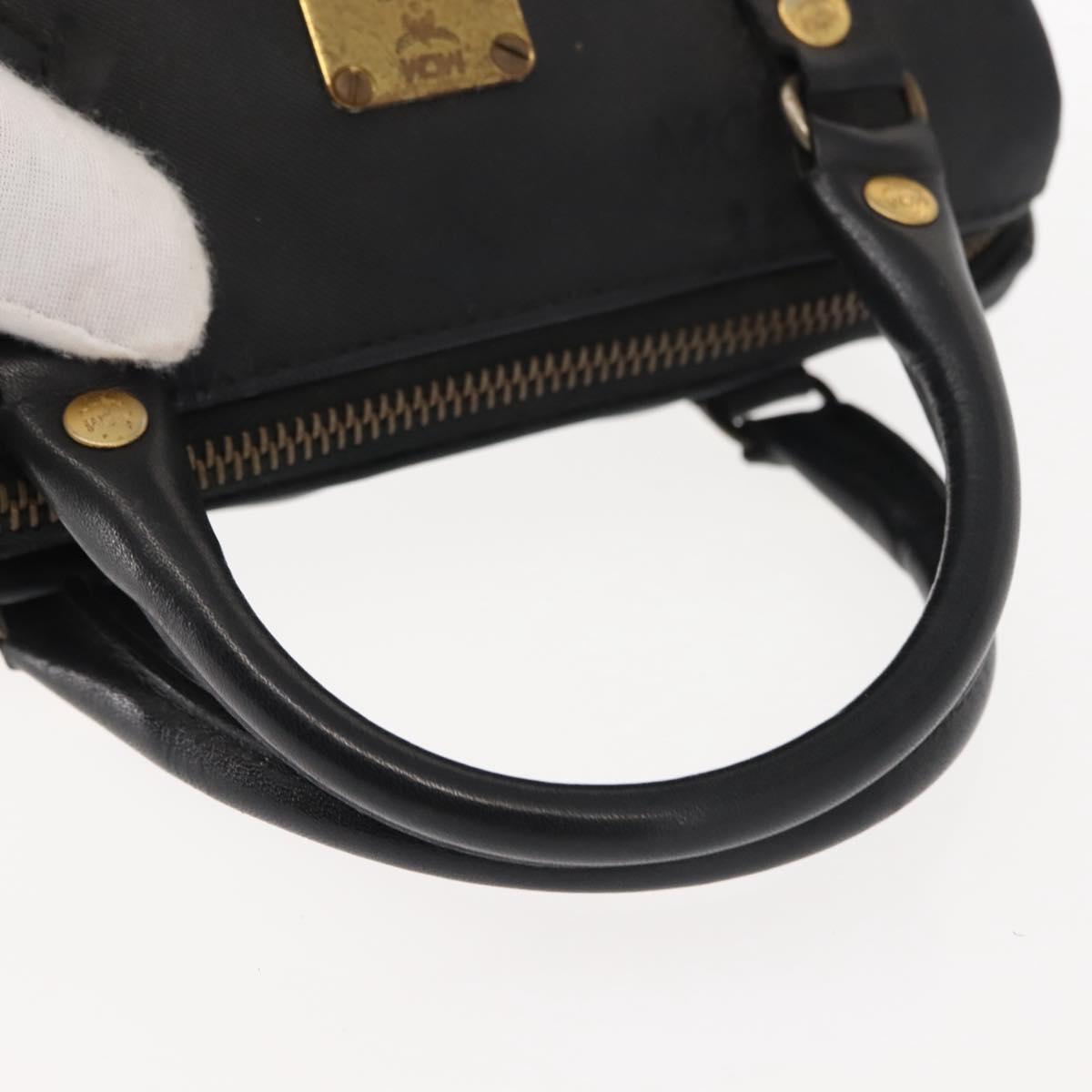 MCM Vicetos Logogram Mini Hand Bag PVC Leather Black Gold Auth bs30228