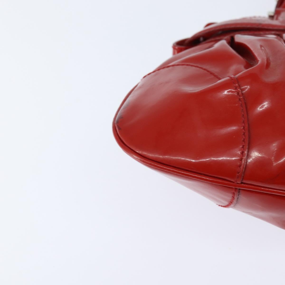 Salvatore Ferragamo Gancini Marissa Bag Patent leather Red Silver Auth bs30235