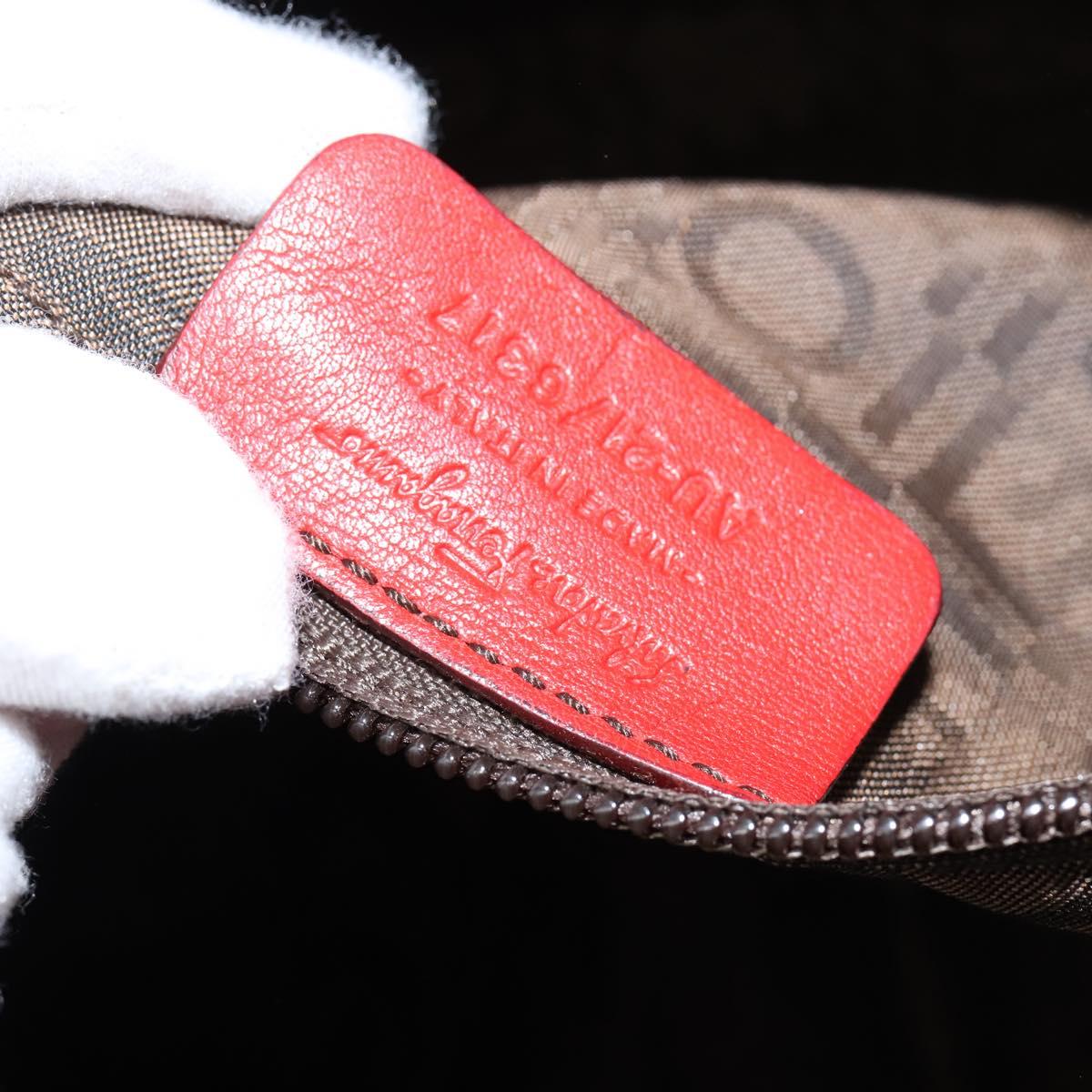 Salvatore Ferragamo Gancini Marissa Bag Patent leather Red Silver Auth bs30235