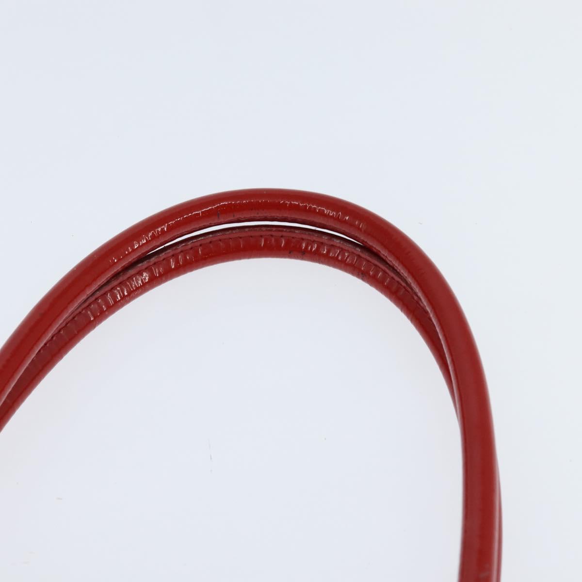 Salvatore Ferragamo Gancini Marissa Bag Patent leather Red Silver Auth bs30235