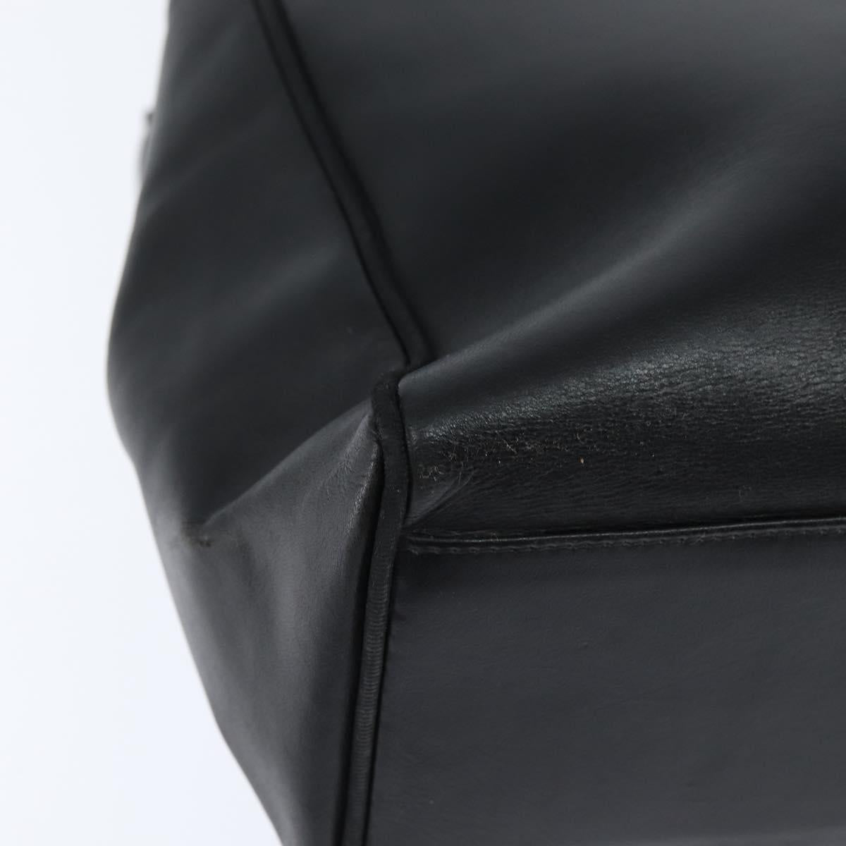 Salvatore Ferragamo Vala Tote Bag Leather Black Gold Auth bs30236