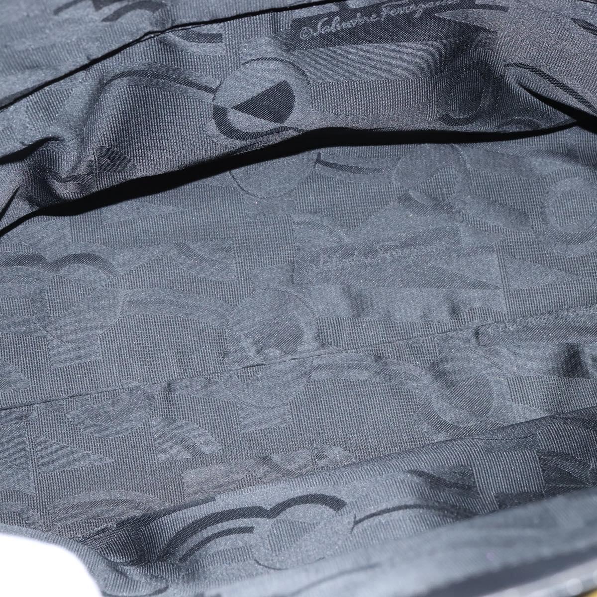 Salvatore Ferragamo Vala Tote Bag Leather Black Gold Auth bs30236