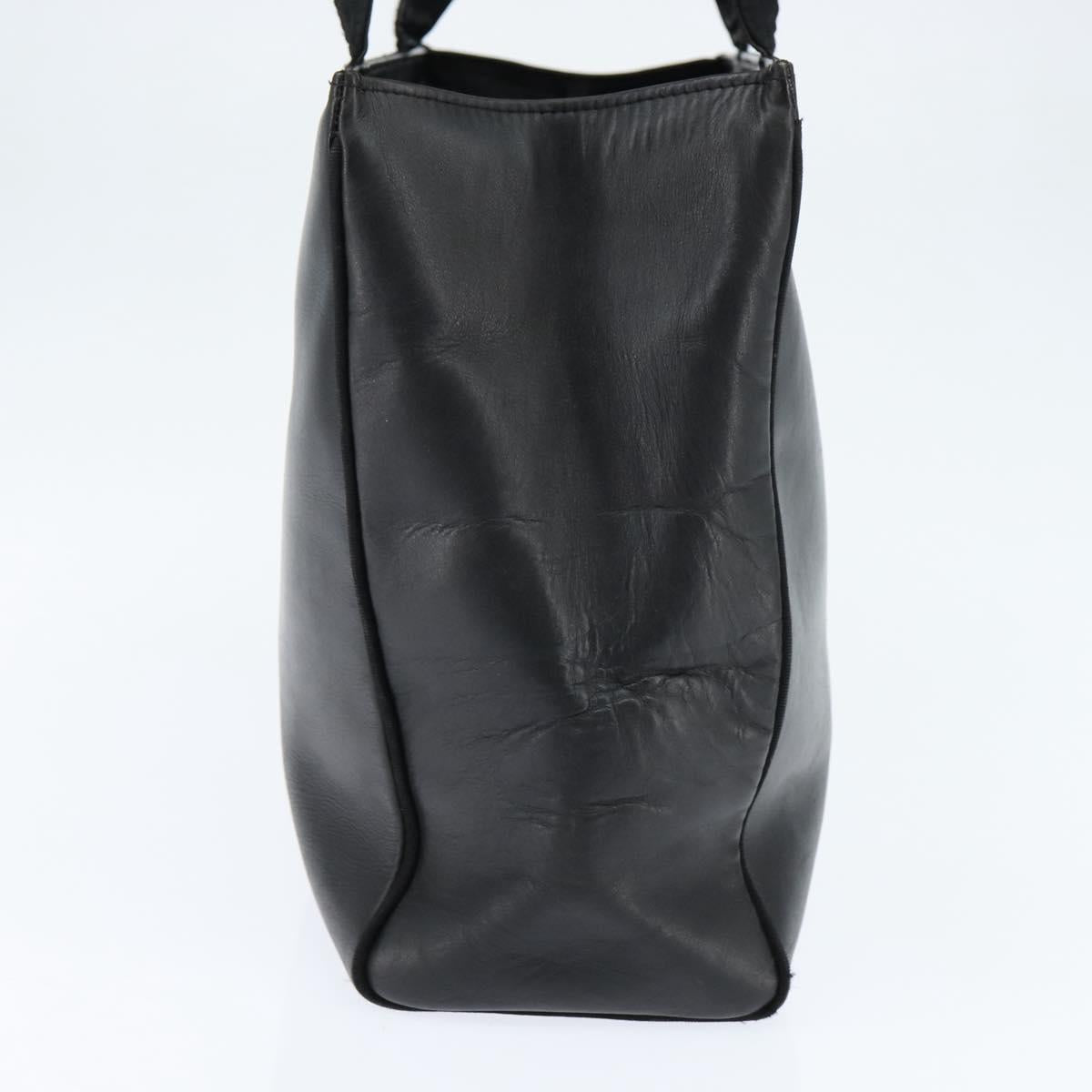 Salvatore Ferragamo Vala Tote Bag Leather Black Gold Auth bs30236