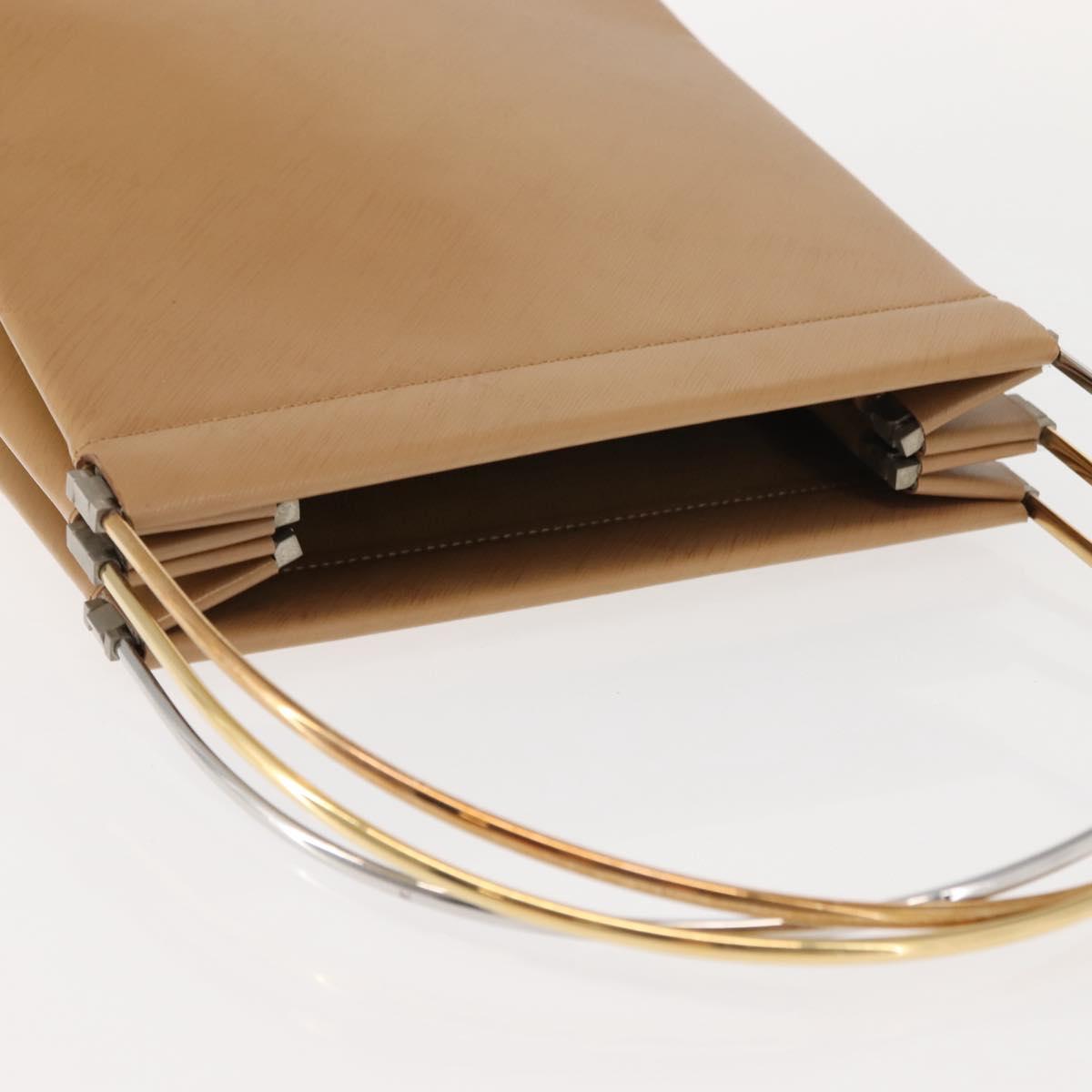 CARTIER Trinity Hand Bag Leather Beige Gold Auth bs30237