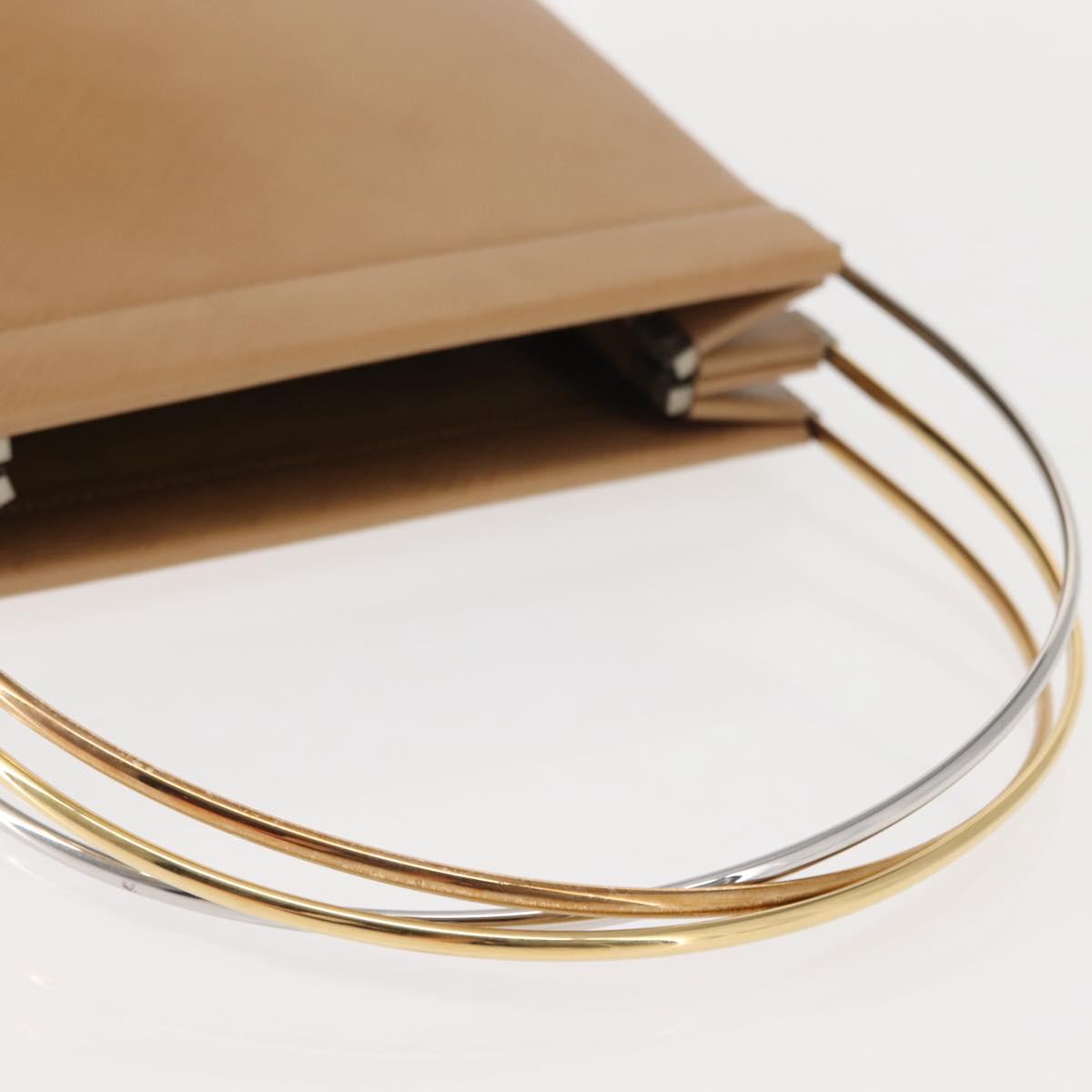 CARTIER Trinity Hand Bag Leather Beige Gold Auth bs30237