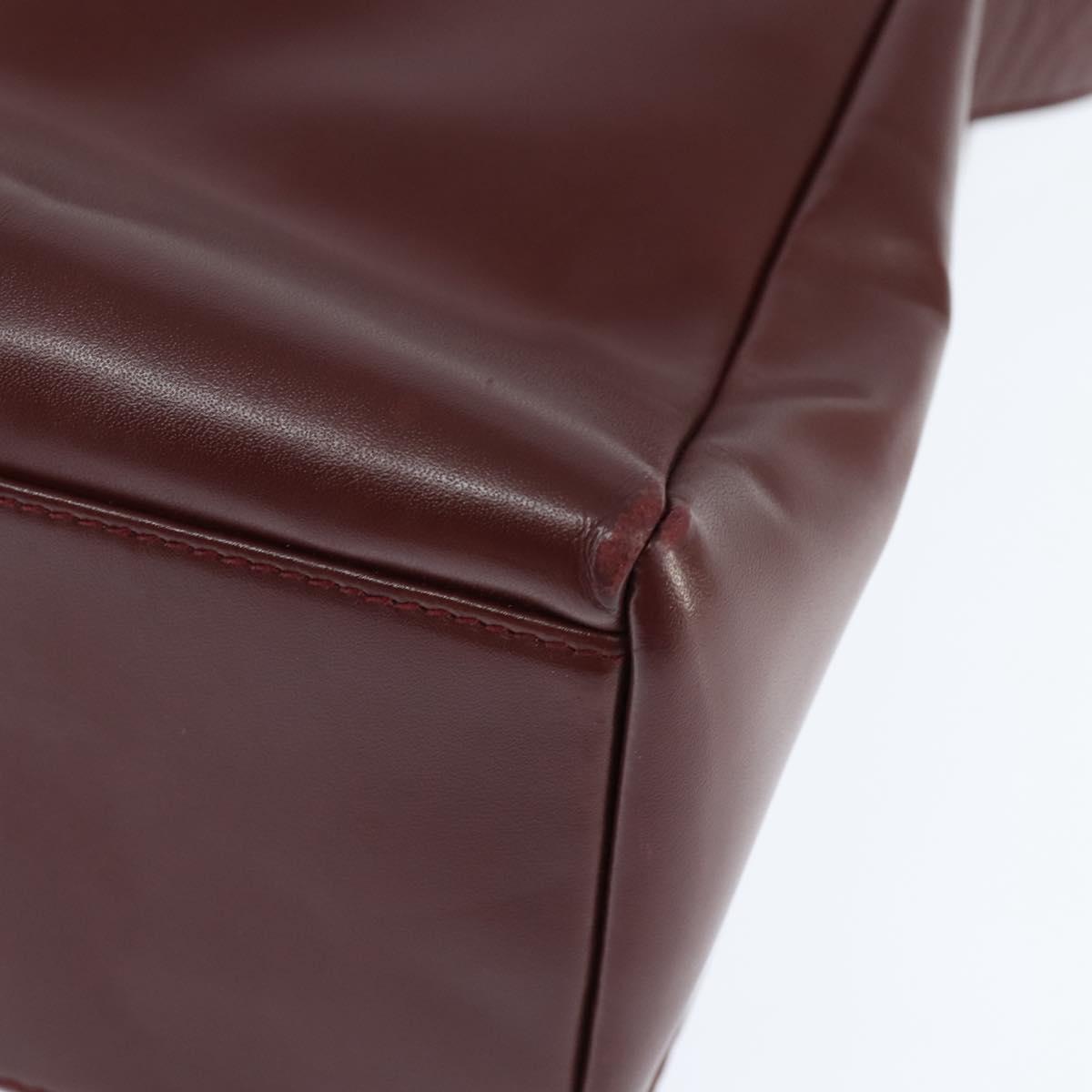 CARTIER Must Line Shoulder Bag Leather Bordeaux Gold Auth bs30238