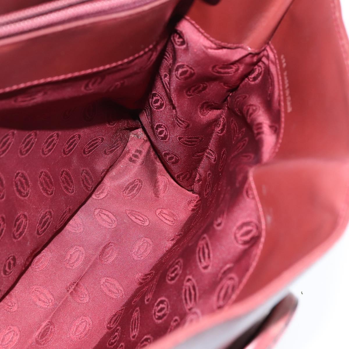 CARTIER Must Line Shoulder Bag Leather Bordeaux Gold Auth bs30238