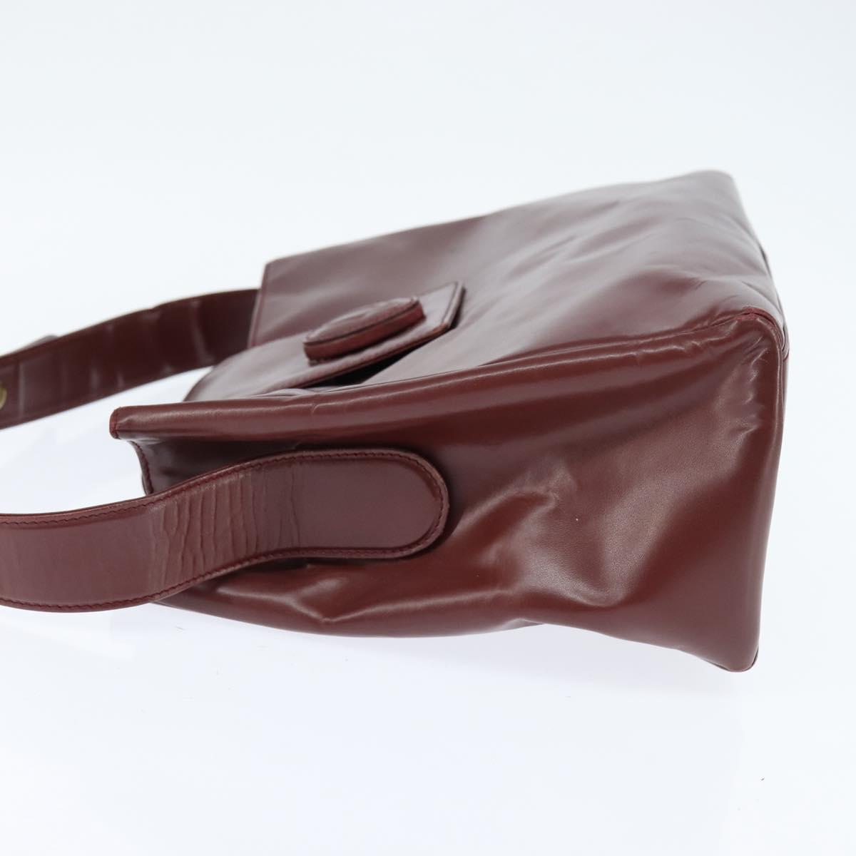 CARTIER Must Line Shoulder Bag Leather Bordeaux Gold Auth bs30238