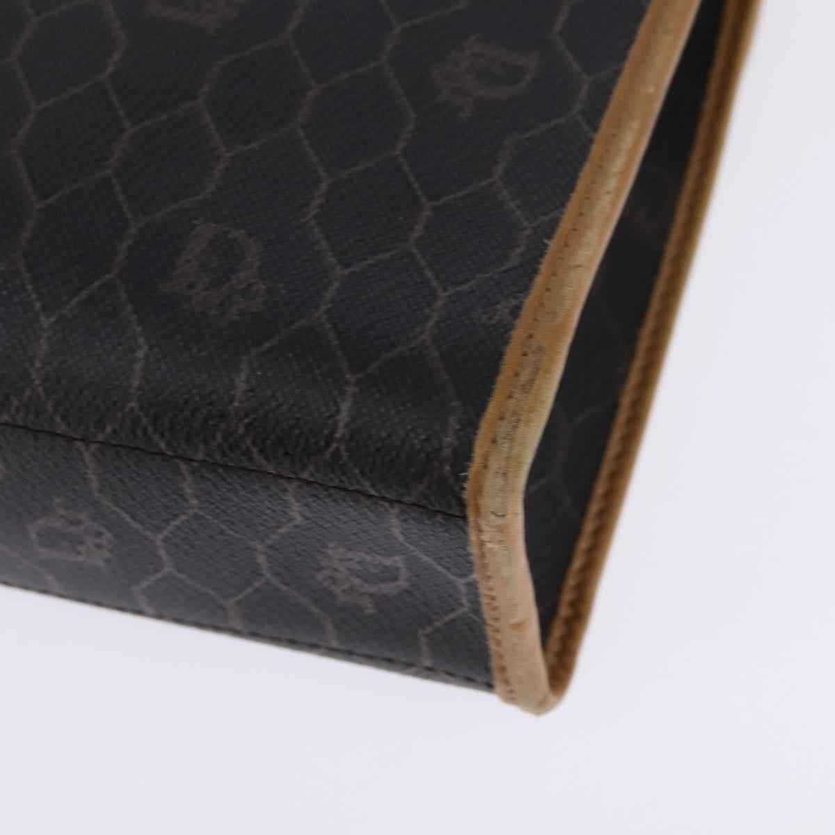 Christian Dior Honeycomb Canvas Bag PVC 2way Black Brown gold Auth bs30244