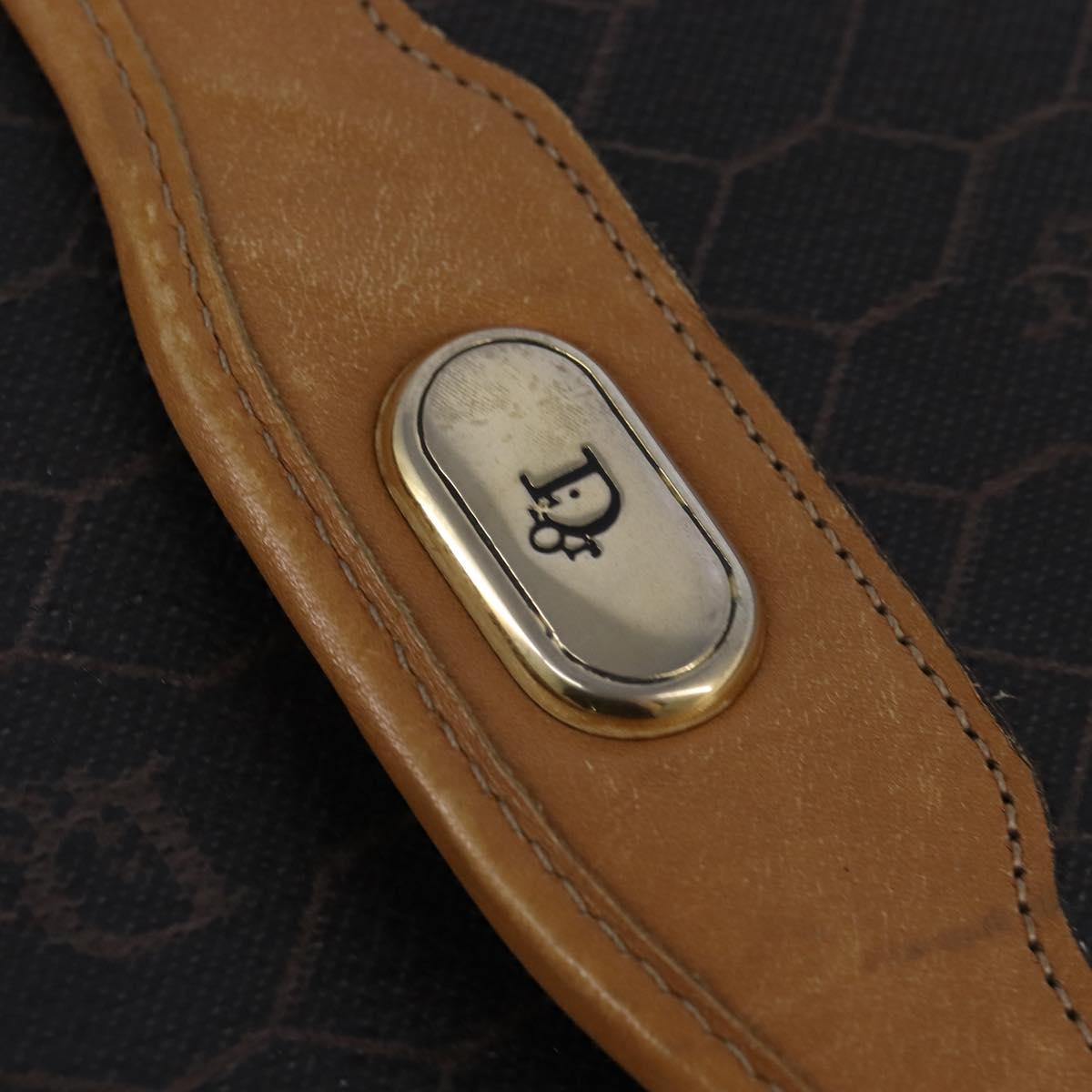 Christian Dior Honeycomb Canvas Bag PVC 2way Black Brown gold Auth bs30244