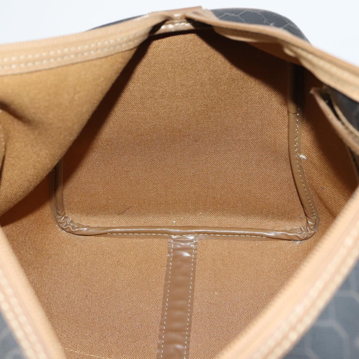 Christian Dior Honeycomb Canvas Boston Bag PVC Black Gold Auth bs30245