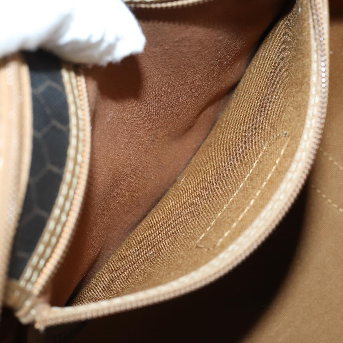 Christian Dior Honeycomb Canvas Boston Bag PVC Black Gold Auth bs30245