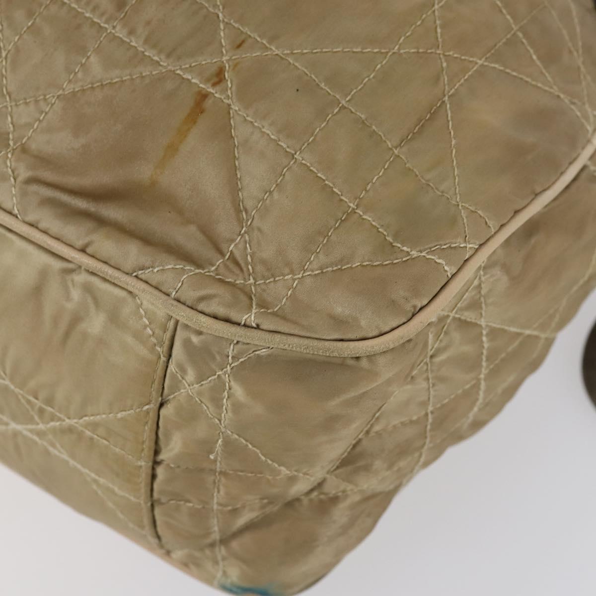 Christian Dior Canage Shoulder Bag Nylon Beige Auth bs30247