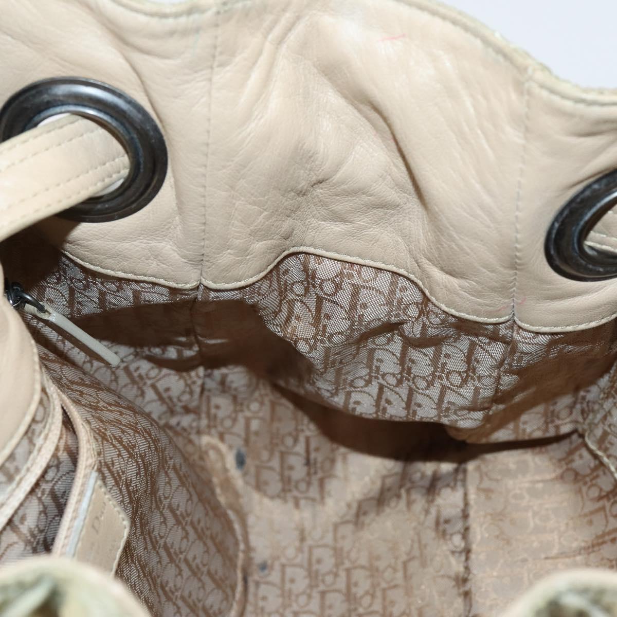 Christian Dior Canage Shoulder Bag Nylon Beige Auth bs30247