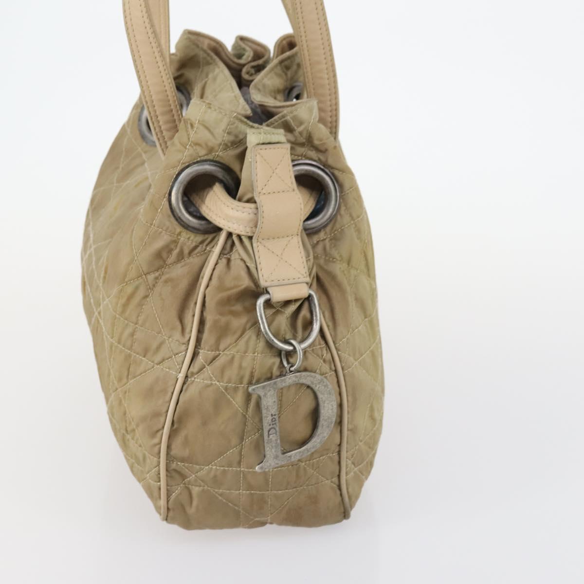 Christian Dior Canage Shoulder Bag Nylon Beige Auth bs30247