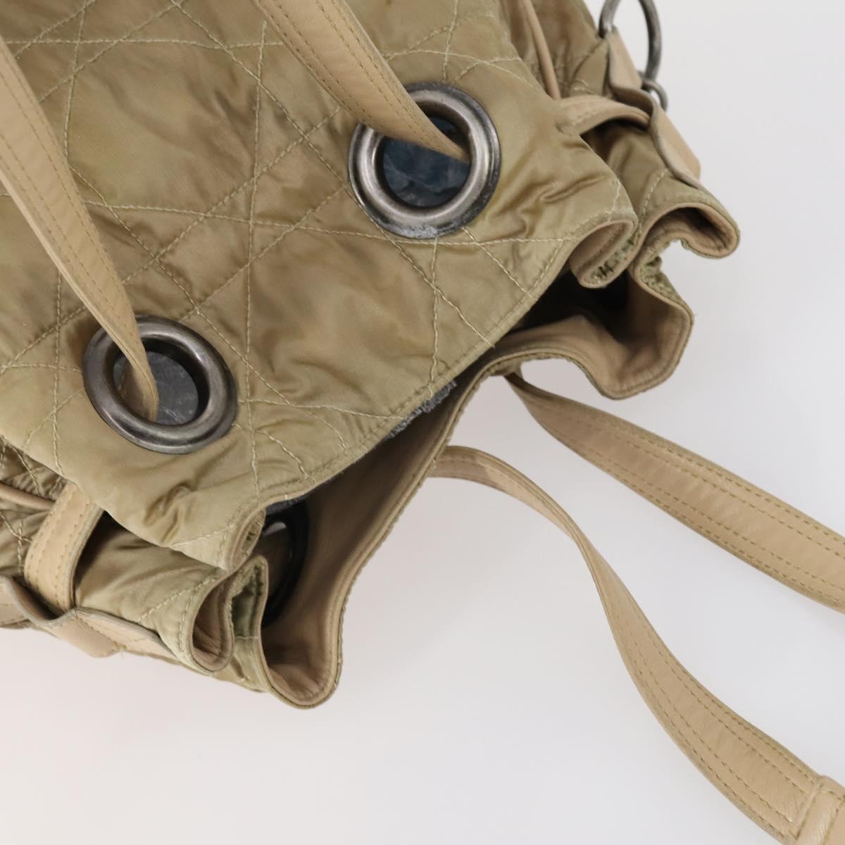Christian Dior Canage Shoulder Bag Nylon Beige Auth bs30247