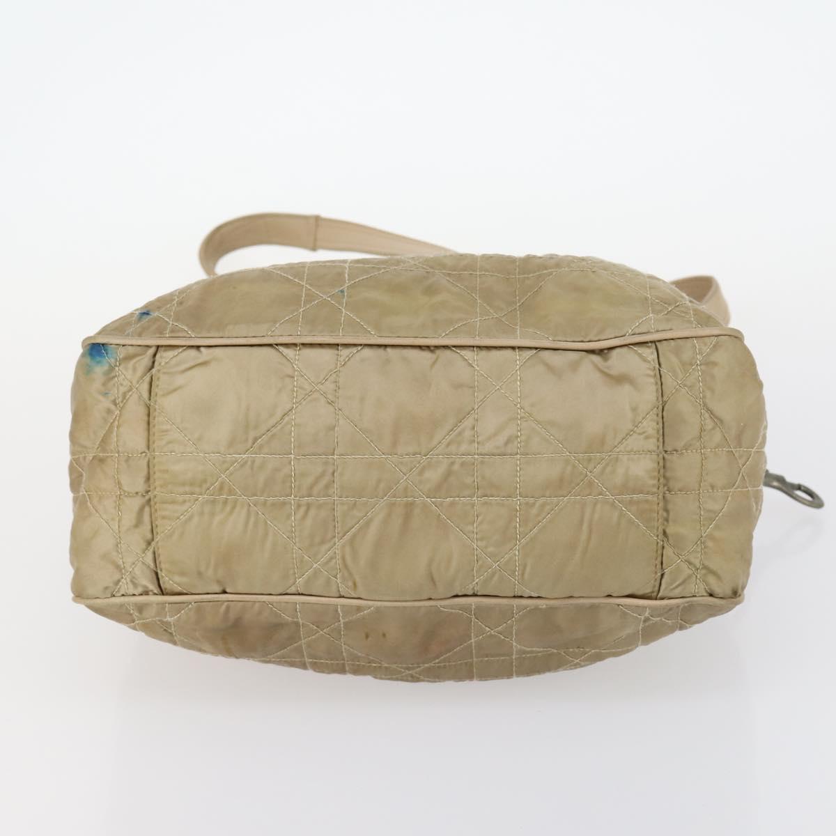 Christian Dior Canage Shoulder Bag Nylon Beige Auth bs30247