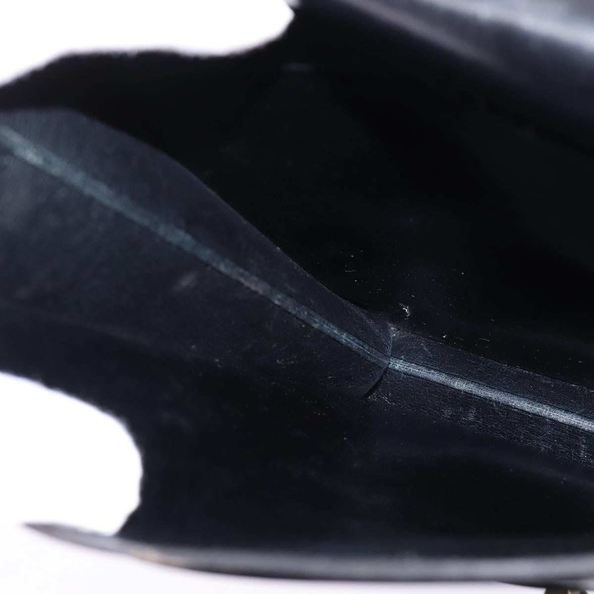 HERMES Sac Adepeche Shoulder Bag Leather Black Gold Auth bs30251