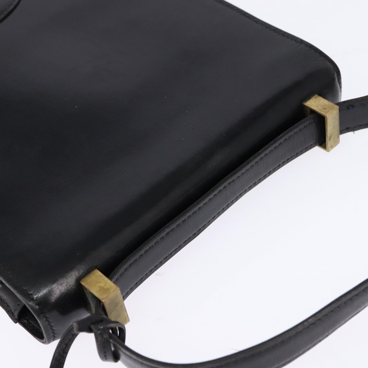 HERMES Sac Adepeche Shoulder Bag Leather Black Gold Auth bs30251