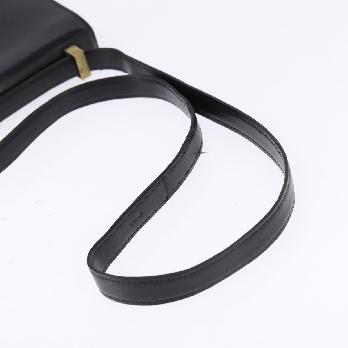 HERMES Sac Adepeche Shoulder Bag Leather Black Gold Auth bs30251