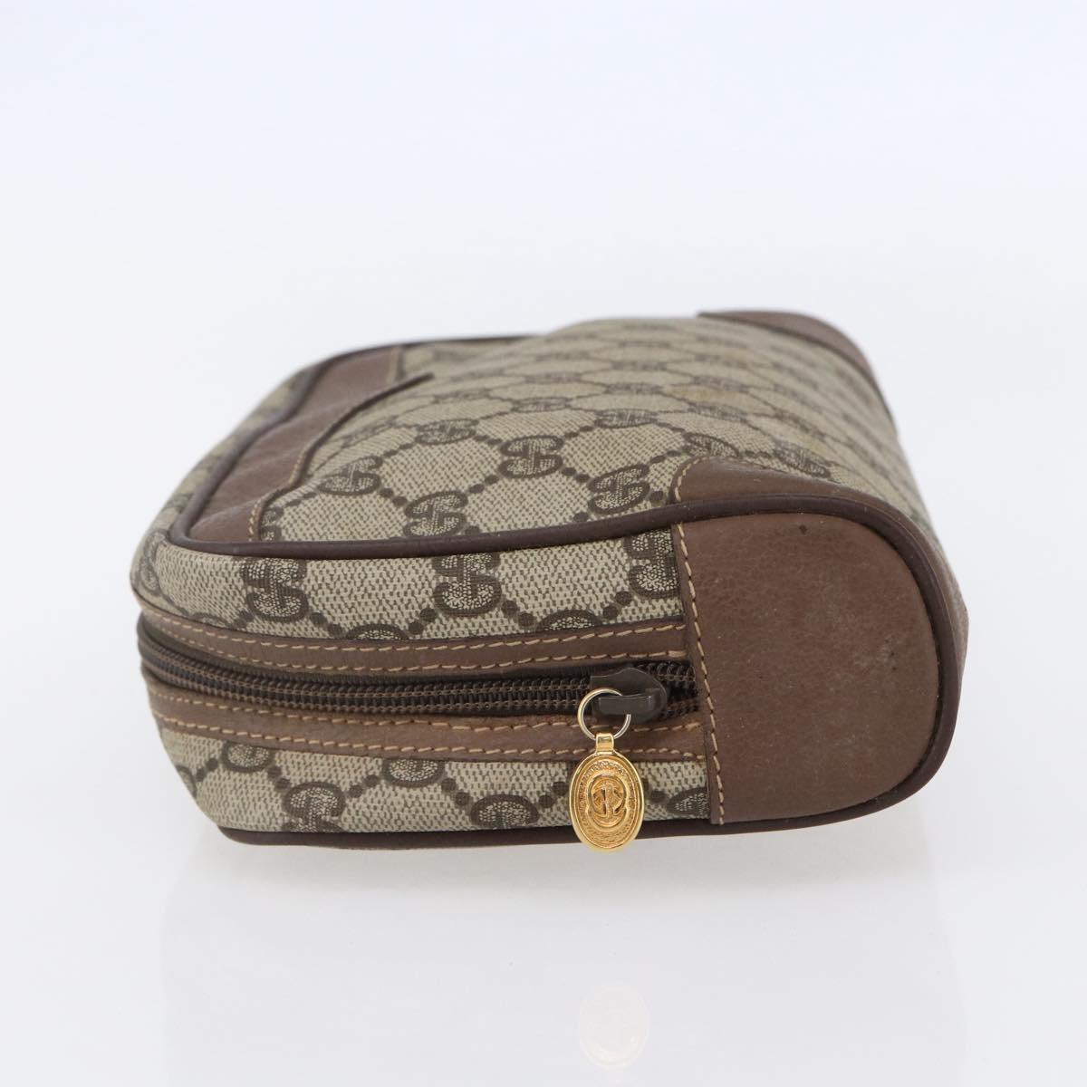 GUCCI GG Supreme Clutch Bag PVC Beige Gold 014 58 6094 Auth bs30264