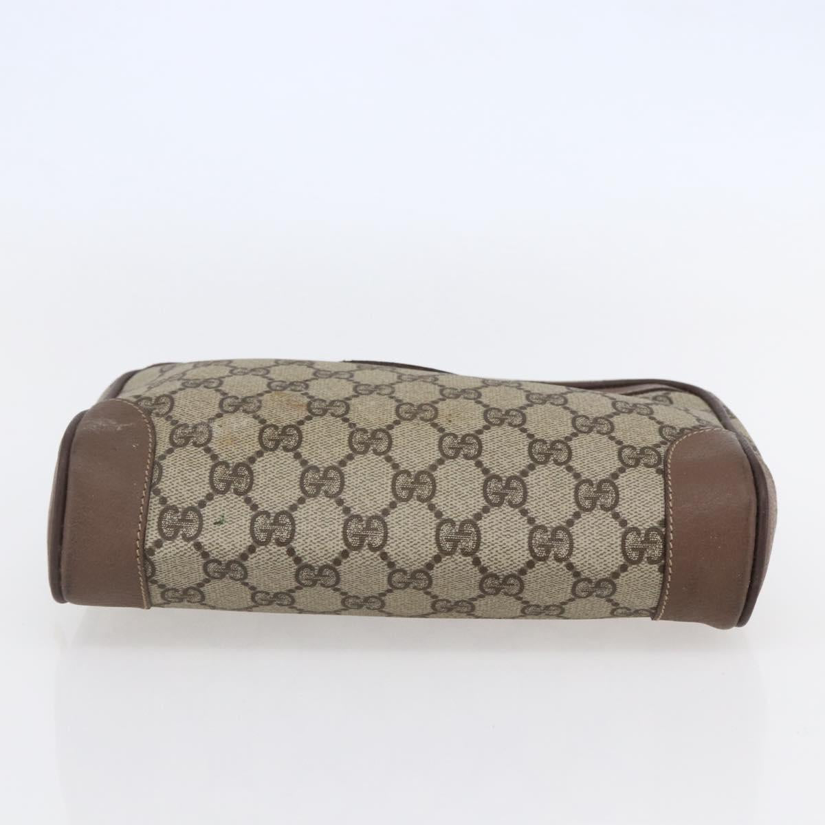 GUCCI GG Supreme Clutch Bag PVC Beige Gold 014 58 6094 Auth bs30264