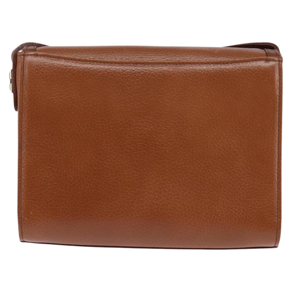 Burberrys Nova Check Shoulder Bag Leather Brown Gold Auth bs30266