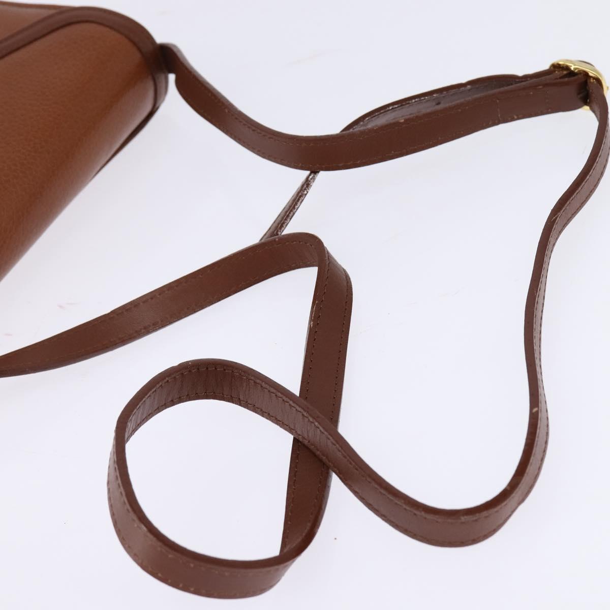 Burberrys Nova Check Shoulder Bag Leather Brown Gold Auth bs30266