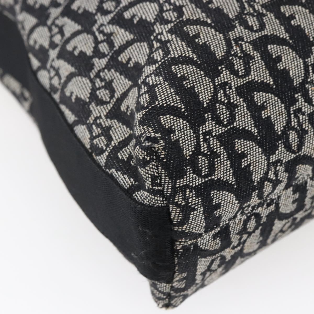 Christian Dior Trotter Canvas Shoulder Bag Black Silver Auth bs30270