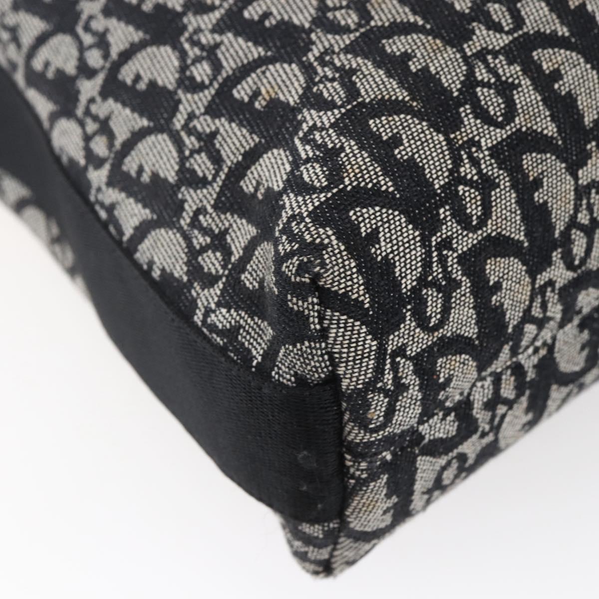 Christian Dior Trotter Canvas Shoulder Bag Black Silver Auth bs30270