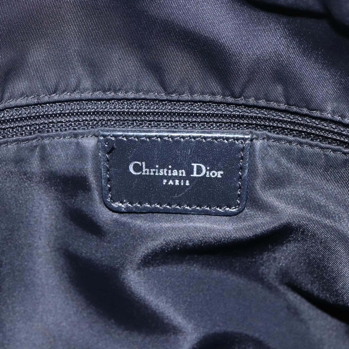 Christian Dior Trotter Canvas Shoulder Bag Black Silver Auth bs30270