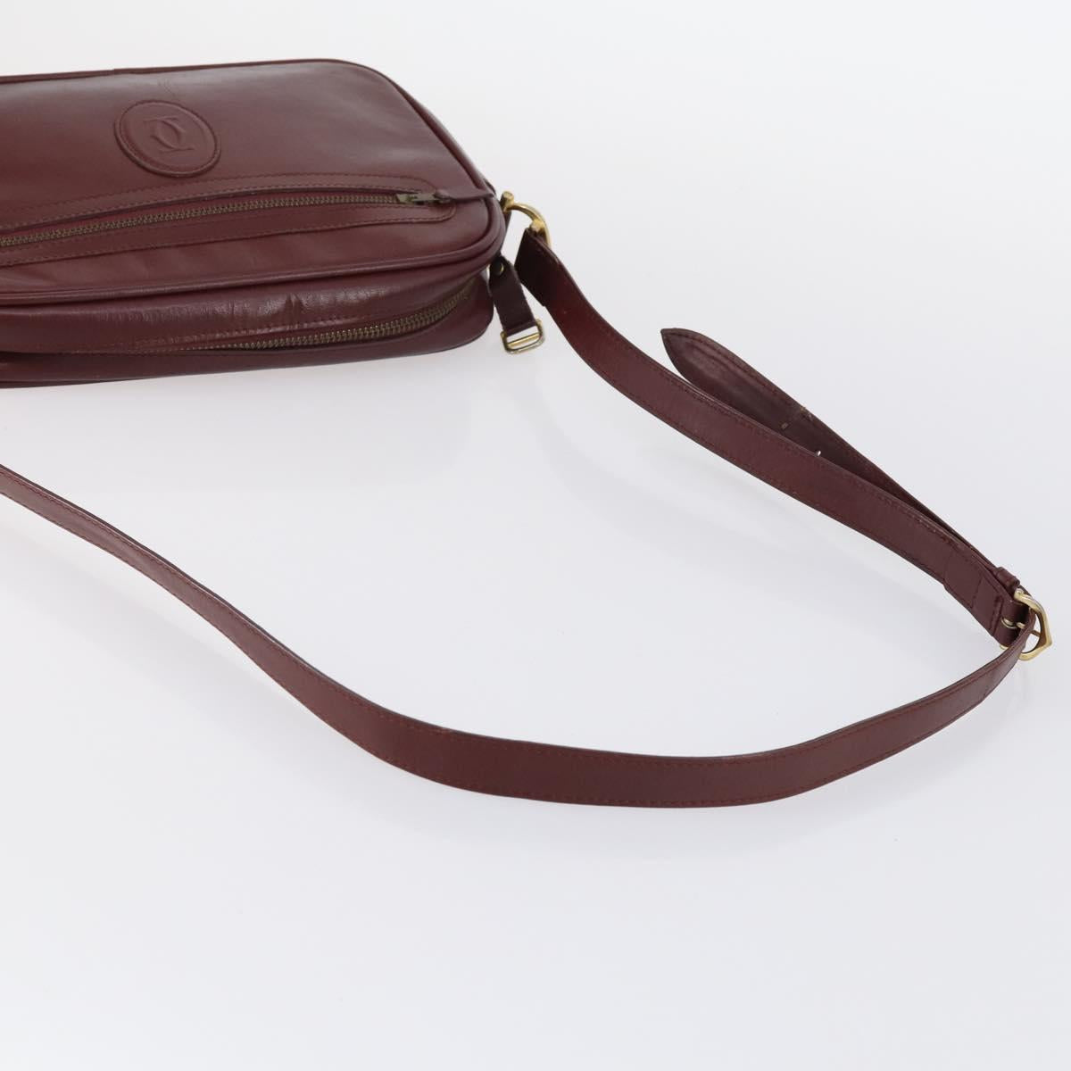 CARTIER Must Line Shoulder Bag Leather 2Set Bordeaux Auth bs30274